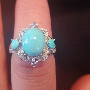 Turquoise and white tanzanite ring